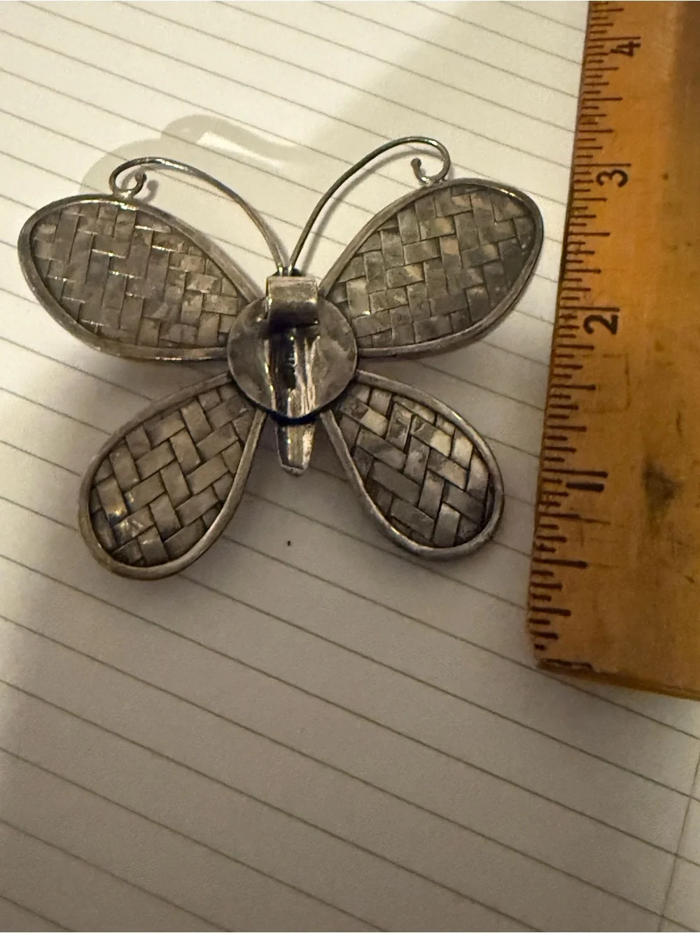 Vintage silver large butterfly pendant . - Picture 6 of 13